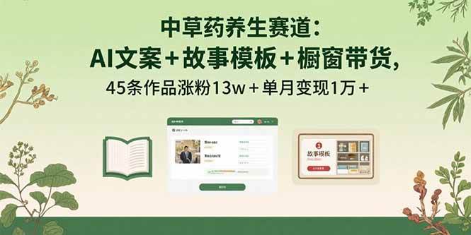(15925期)中草药养生赛道:AI文案+故事模板+橱带货,45条作品涨粉13w+单月变现1万+-星空网创资源