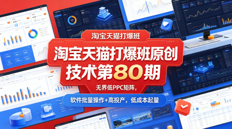 淘宝天猫打爆班原创技术第80期,无界低PPC矩阵,软件批量操作+高投产,低成本起量-星空网创资源