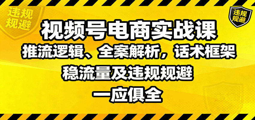 视频号电商实战课：推流逻辑、全案解析，话术框架，稳流量及违规规避等-星空网创资源
