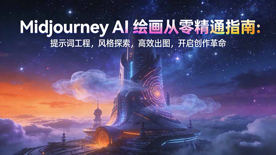 Midjourney AI绘画从零精通指南:提示词工程,风格探索,高效出图,开启创作革命-星空网创资源