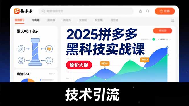 2025拼多多黑科技实战课,擎天柱玩法、爆流SKU、原价大促,技术引流,单店日销轻松破千单-星空网创资源