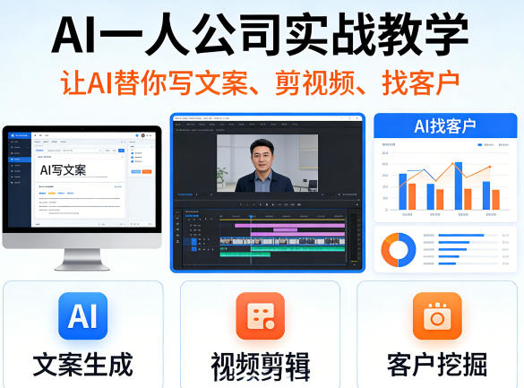 AI一人公司实战教学,让AI替你写文案、剪视频、找客户 AI一人公司实战教学,让AI替你写文案、剪视频、找客户