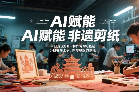 AI赋能非遗剪纸，地标性建筑爆款视频，单日变现8张+制作简单0基础，小白容易上手，保姆级拆解教程-星空网创资源