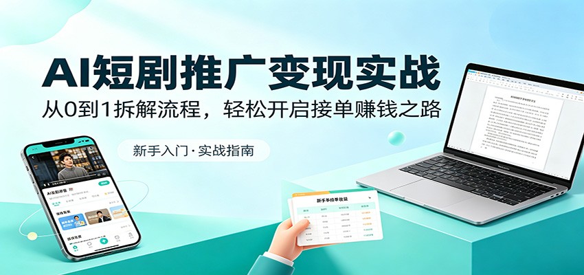 AI短剧推广变现实战:从0到1拆解流程,轻松开启接单赚钱之路-星空网创资源