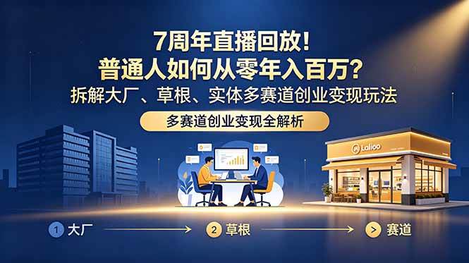 (18894期)7周年直播回放!普通人如何从零年入百万?拆解大厂、草根、实体多赛道创业变现玩法-星空网创资源