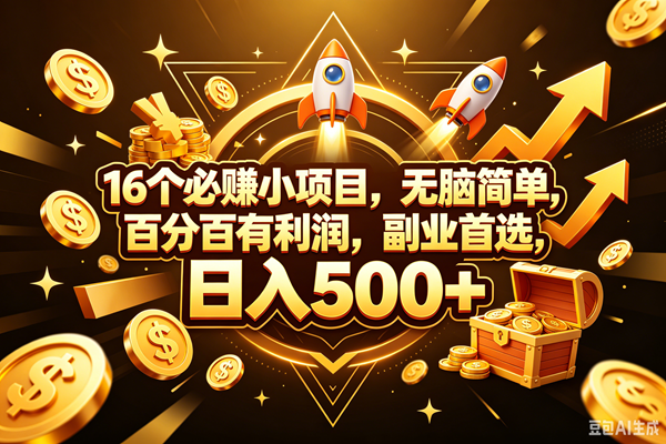 （18440期）16个必赚钱的小项目，百分百赚米，无脑简单，副业首选，日入300+-星空网创资源