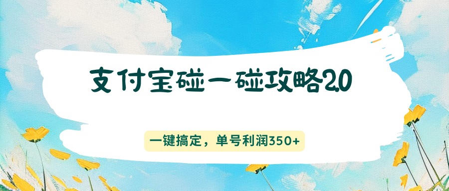 支付宝碰一碰攻略2.0，一键搞定，单号利润350+-星空网创资源