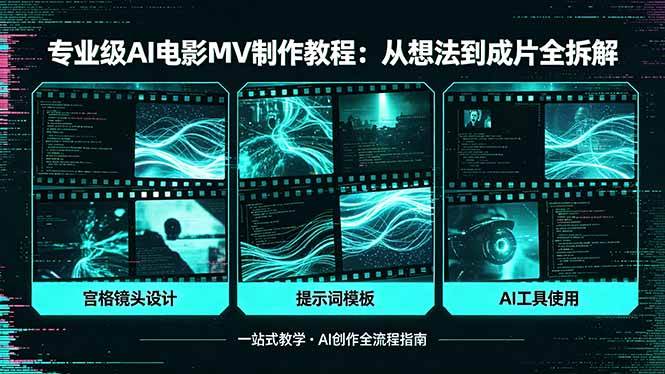 (18295期)专业级AI电影MV制作教程,从想法到成片全拆解,宫格镜头+提示词模板+AI工具一站式教学-星空网创资源