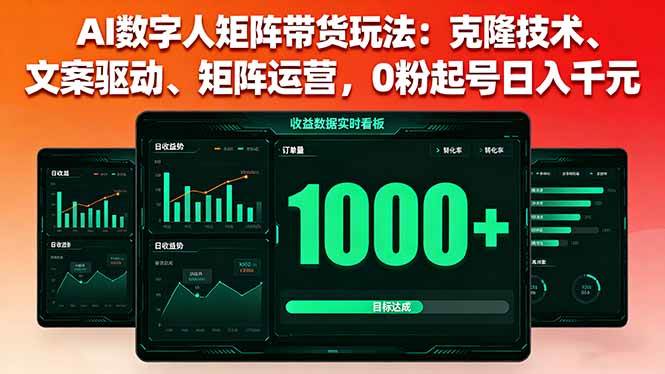 （16050期）AI数字人矩阵带货玩法：克隆技术、文案驱动、矩阵运营，0粉起号日入千元-星空网创资源