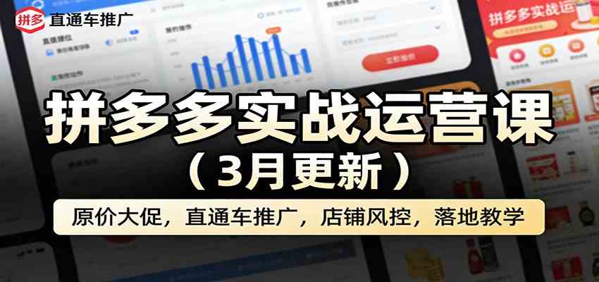 拼多多实战运营课(3月更新):原价大促,直通车推广,店铺风控,落地教学-星空网创资源