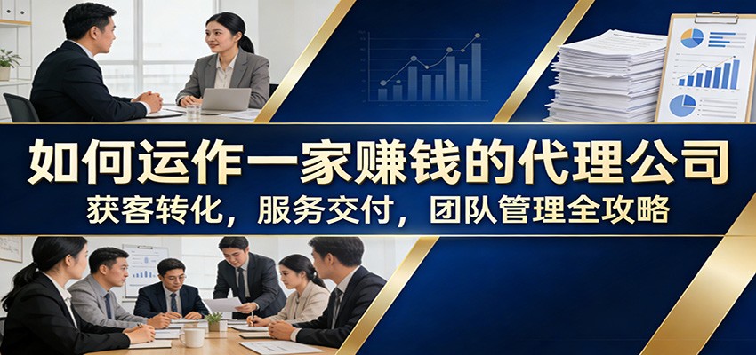 如何运作一家赚钱的代理公司：获客转化，服务交付，团队管理全攻略-星空网创资源