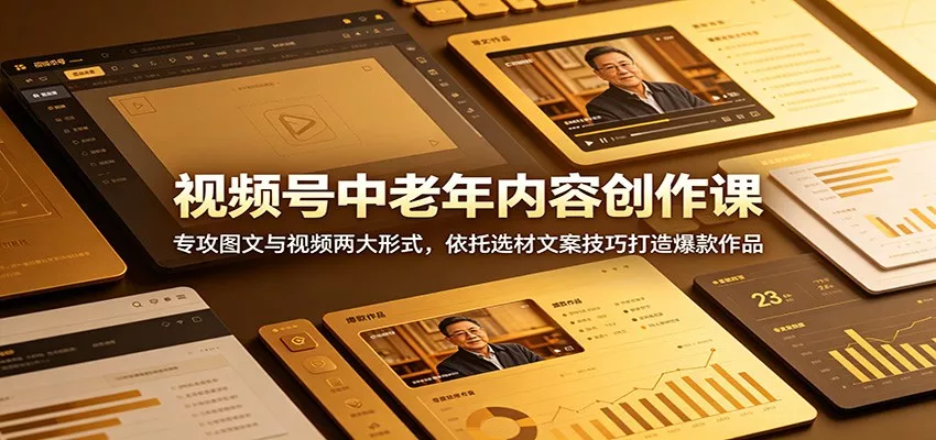 视频号中老年内容创作课：专攻图文与视频两大形式，依托选材文案技巧打造爆款作品-星空网创资源