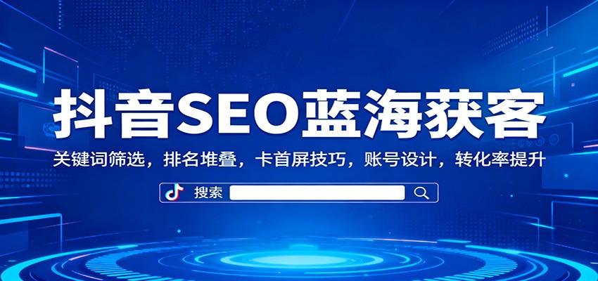 抖音SEO蓝海获客：关键词筛选，排名堆叠，卡首屏技巧，账号设计，转化率提升-星空网创资源