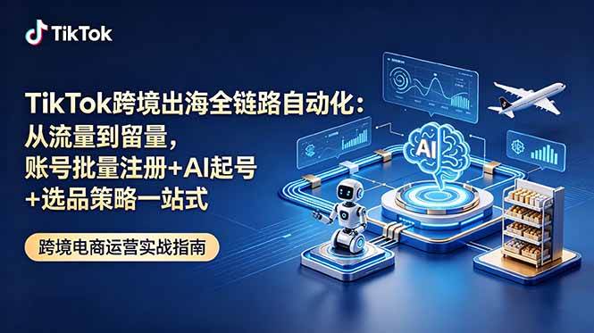 (18907期)TikTok跨境出海全链路自动化:从流量到留量,账号批量注册+AI起号+选品策略一站式-星空网创资源