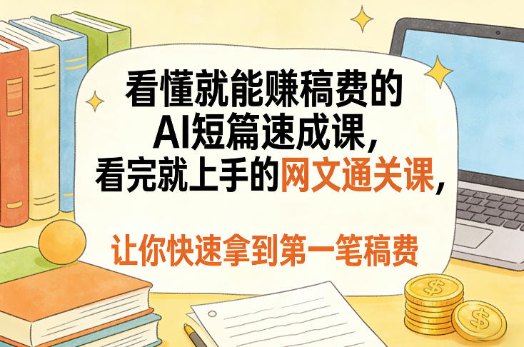 看懂就能賺稿费的AI短篇速成课,看完就上手的网文通关课,让你快速拿到第一笔稿费(更新4月)-星空网创资源