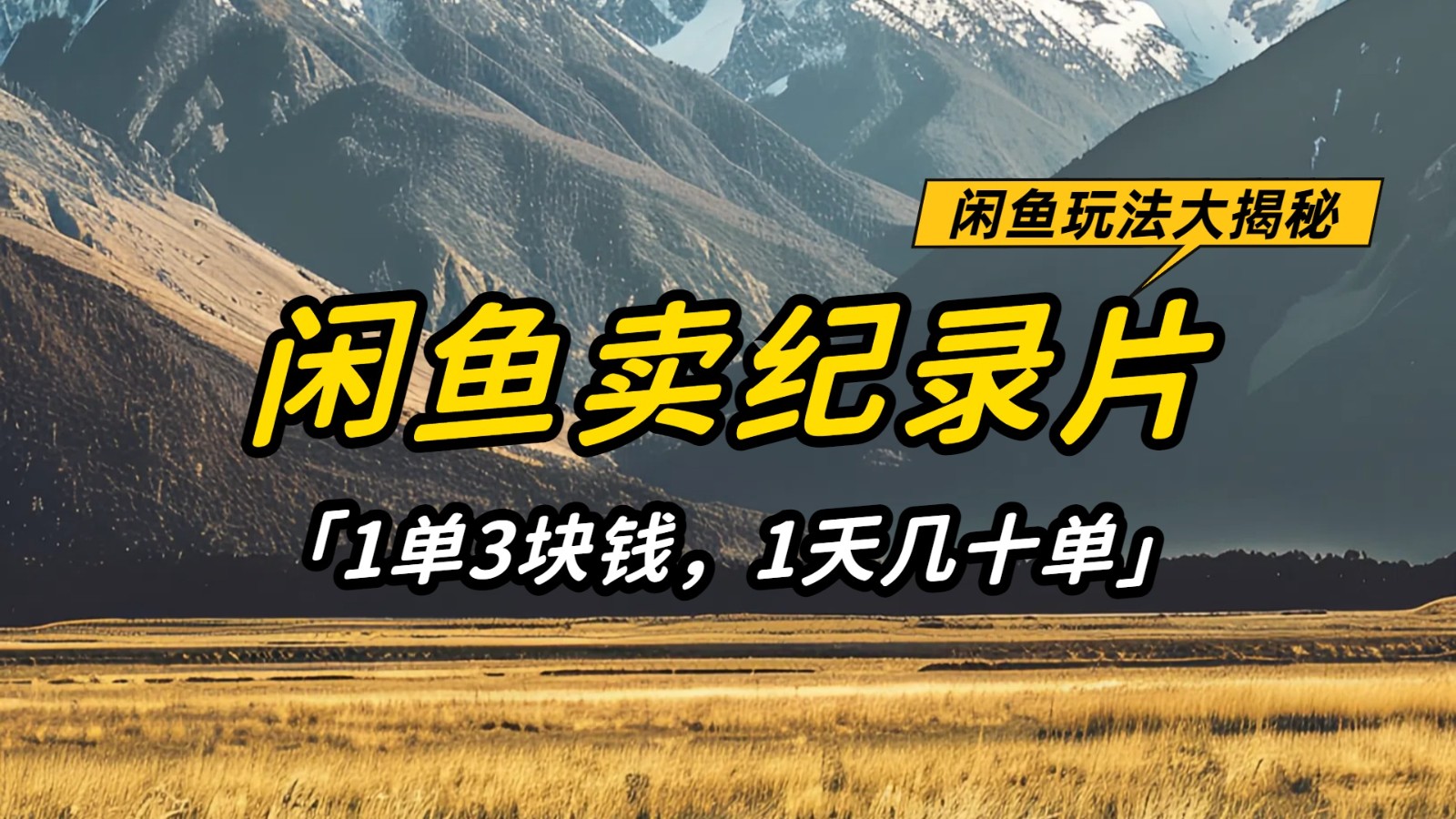 闲鱼卖纪录片,简单又赚钱的小项目,1单3块钱 1天几十单-星空网创资源