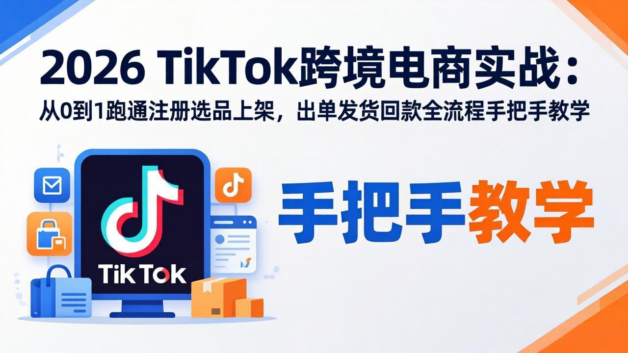 2026TikTok跨境电商实战-更新:从0到1跑通注册选品上架,出单发货回款全流程手把手教学 2026TikTok跨境电商实战-更新:从0到1跑通注册选品上架,出单发货回款全流程手把手教学