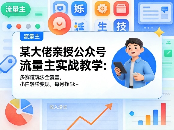 某大佬亲授公众号流量主实战教学:多赛道玩法全覆盖,小白轻松变现,每月多挣5k+-星空网创资源