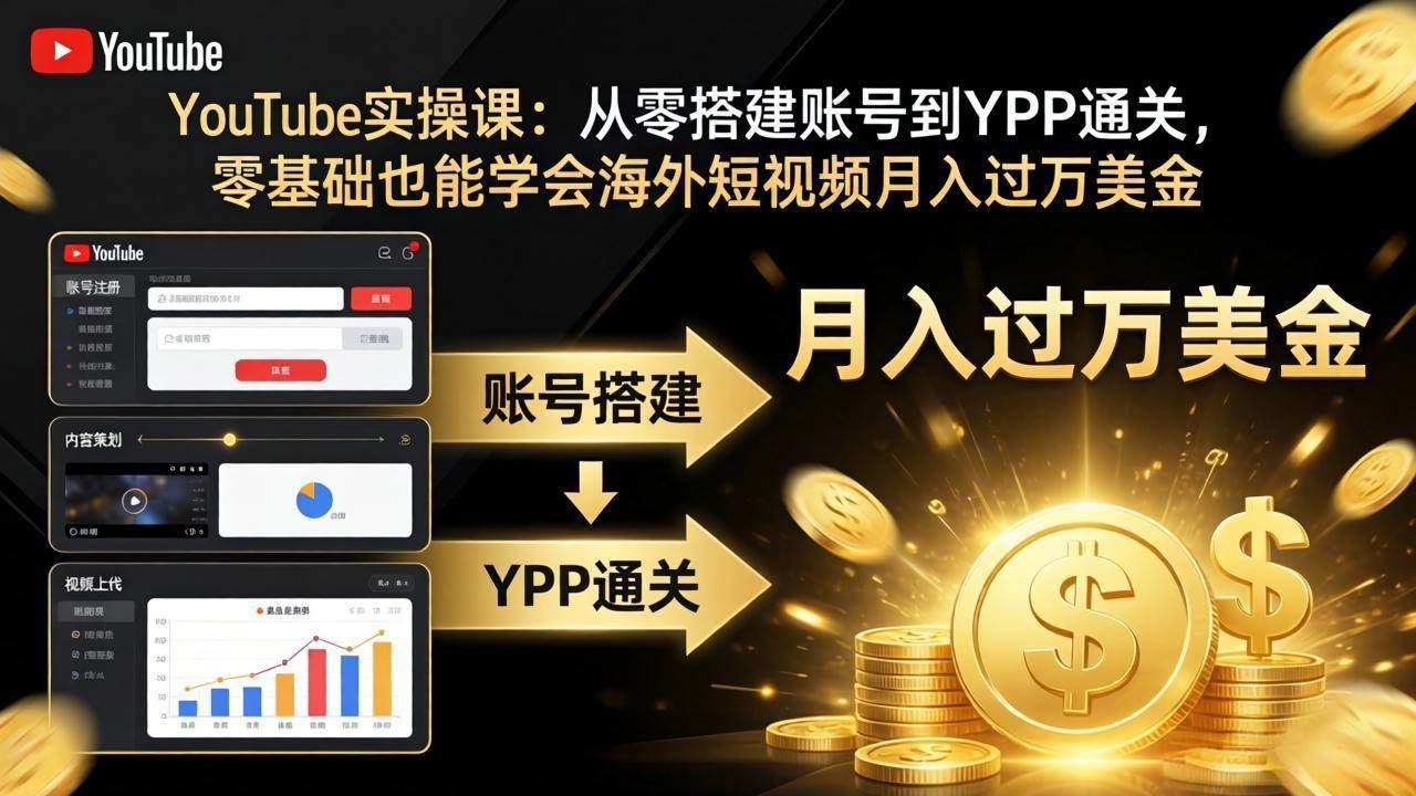 (17897期)YouTube实操课:从零搭建账号到YPP通关,零基础也能学会海外短视频月入过万美金-星空网创资源