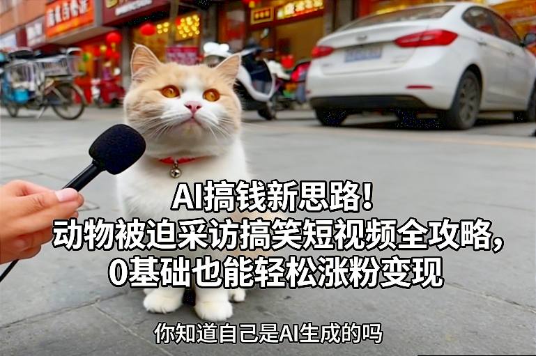 AI搞钱新思路!动物被迫采访搞笑短视频全攻略,0基础也能轻松涨粉变现 AI搞钱新思路!动物被迫采访搞笑短视频全攻略,0基础也能轻松涨粉变现
