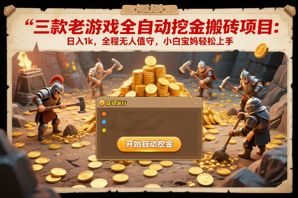 三款老游戏全自动挖金搬砖项目:日入1k,全程无人值守,小白宝妈轻松上手【揭秘】-星空网创资源