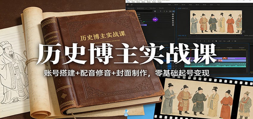 历史博主实战课：账号搭建+配音修音+封面制作，零基础起号变现-星空网创资源