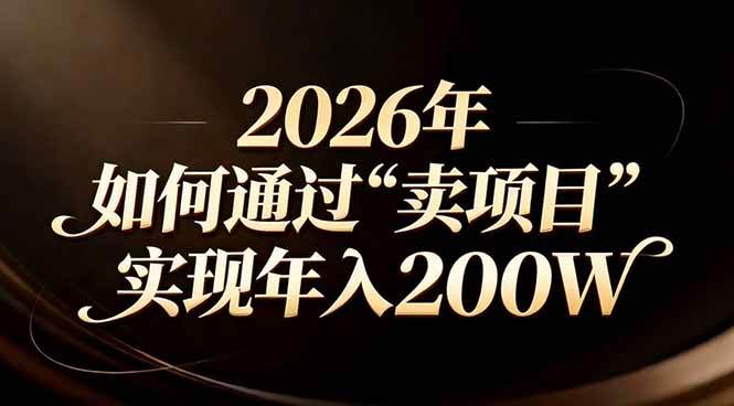 (17309期)站在2026年的十字路口:一个普通人如何通过卖项目实现年入200万-星空网创资源