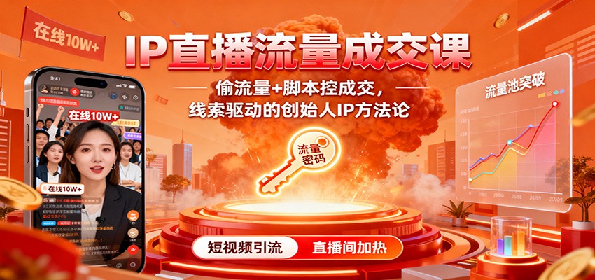 IP直播流量成交课：偷流量+脚本控成交，线索驱动的创始人IP方法论-星空网创资源