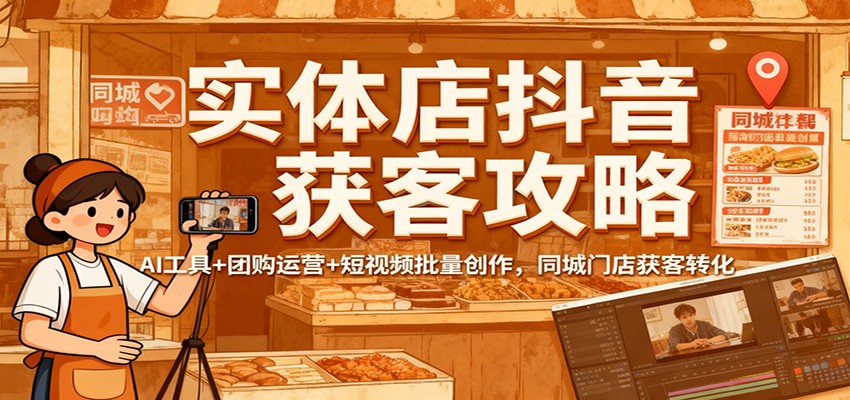 实体店抖音获客攻略:AI工具+团购运营+短视频批量创作,同城门店获客转化-星空网创资源