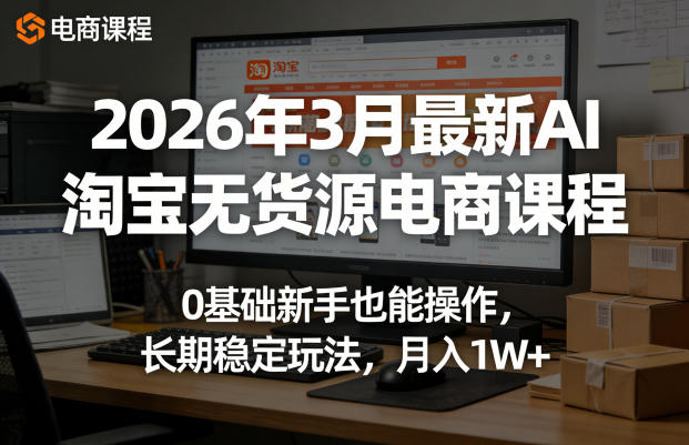 2026年3月最新AI淘宝无货源电商课程，0基础新手也能操作，长期稳定玩法，月入1W+(更新0415)-星空网创资源