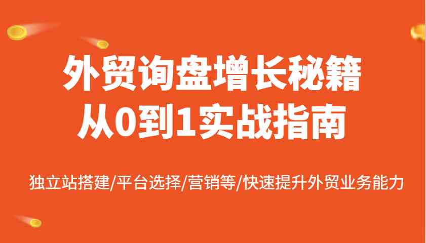 外贸询盘增长秘籍从0到1实战指南，独立站搭建/平台选择/营销等/快速提升外贸业务能力-星空网创资源
