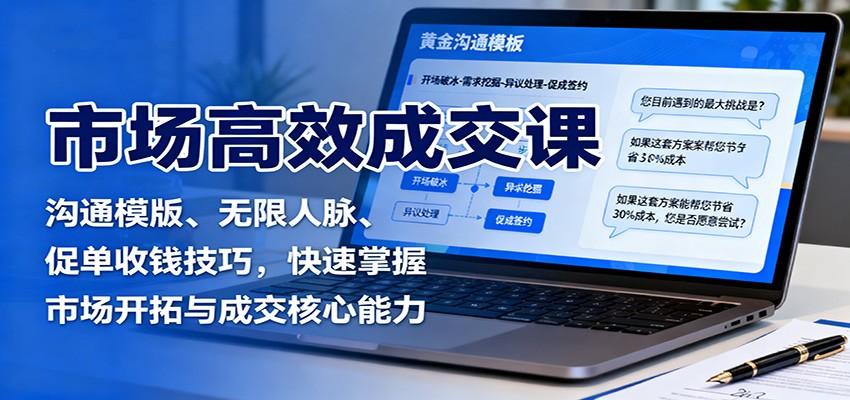市场高效成交课：沟通模版、无限人脉、促单收钱技巧，快速掌握市场开拓与成交核心能力-星空网创资源