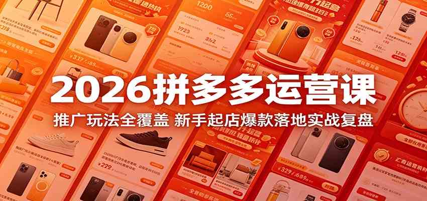 2026拼多多运营课:推广玩法全覆盖,新手起店爆款落地实战复盘-星空网创资源