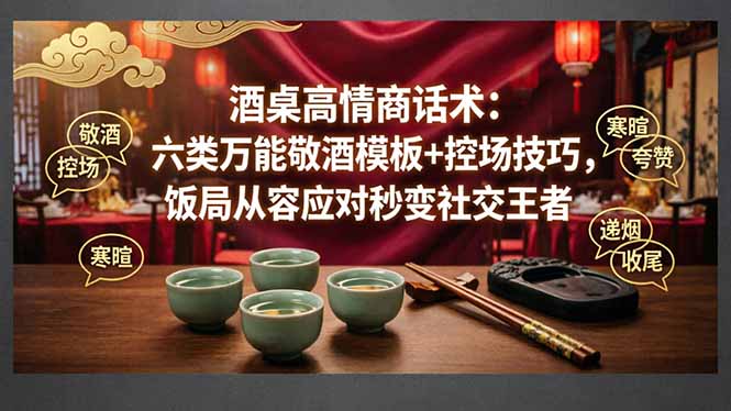 付费文章：酒桌高情商话术：六类万能敬酒模板+控场技巧，饭局从容应对秒变社交王者-星空网创资源