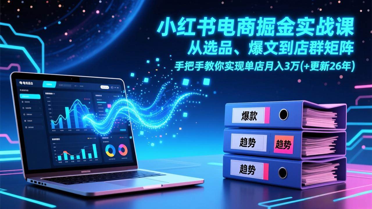 (17290期)小红书电商掘金实战课,从选品、爆文到店群矩阵,手把手教你实现单店月入3万+(更新26年)-星空网创资源