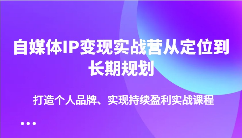 自媒体IP变现实战营从定位到长期规划，打造个人品牌、实现持续盈利实战课程-星空网创资源