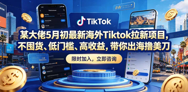 某大佬5月初最新海外Tiktok拉新项目,不囤货、低门槛、高收益,带你出海撸美刀-星空网创资源