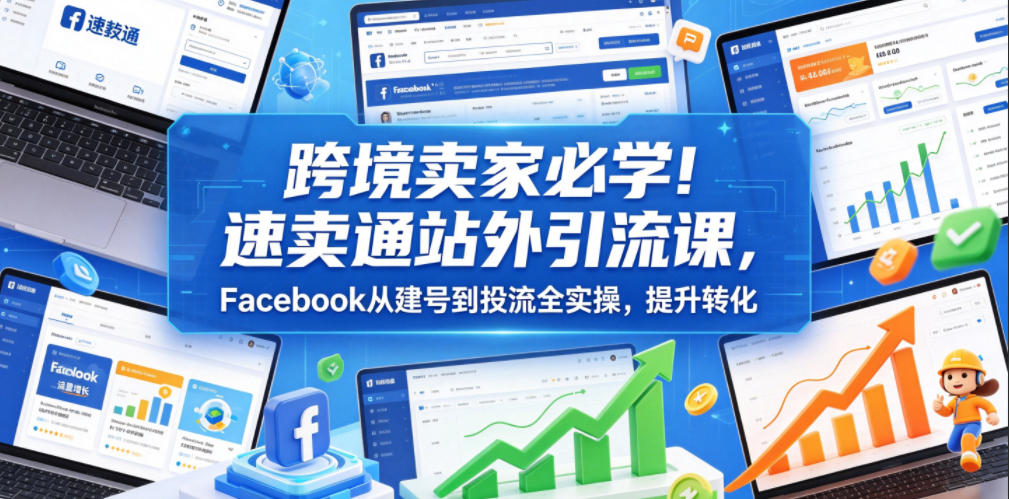 跨境卖家必学!速卖通站外引流课,Facebook从建号到投流全实操,提升转化-星空网创资源