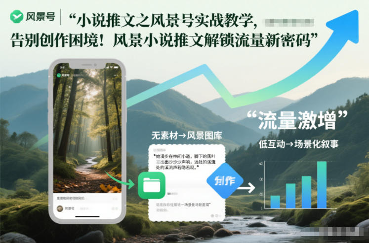 小说推文之风景号实战教学,告别创作困境!风景小说推文解锁流量新密码-星空网创资源