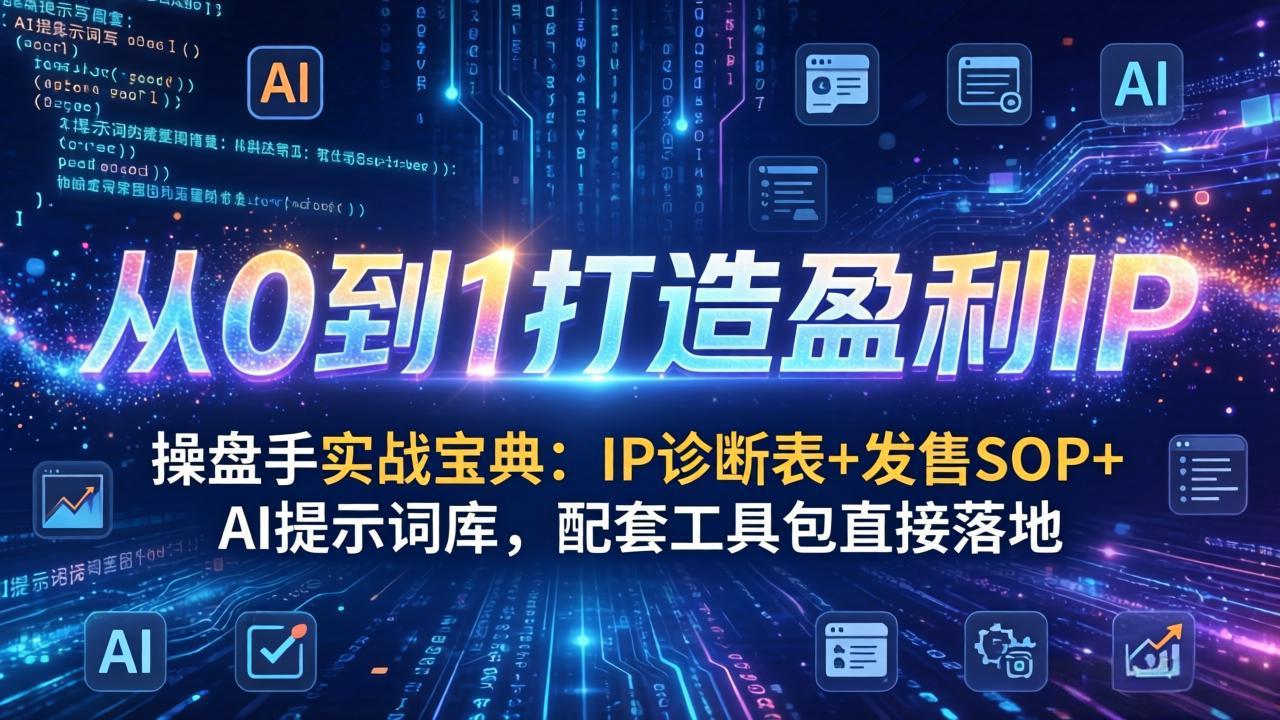 操盘手实战宝典:IP诊断表+发售SOP+AI提示词库,配套工具包直接落地,从0到1打造盈利IP-星空网创资源