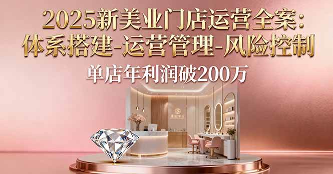 (16216期)2025新美业门店运营全案:体系搭建-运营管理-风险控制,单店年利润破200万-星空网创资源