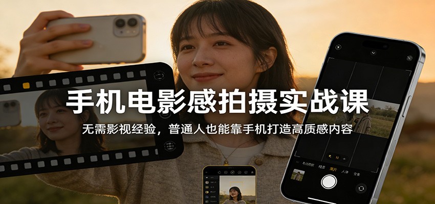 手机电影感拍摄实战课：无需影视经验，普通人也能靠手机打造高质感内容-星空网创资源