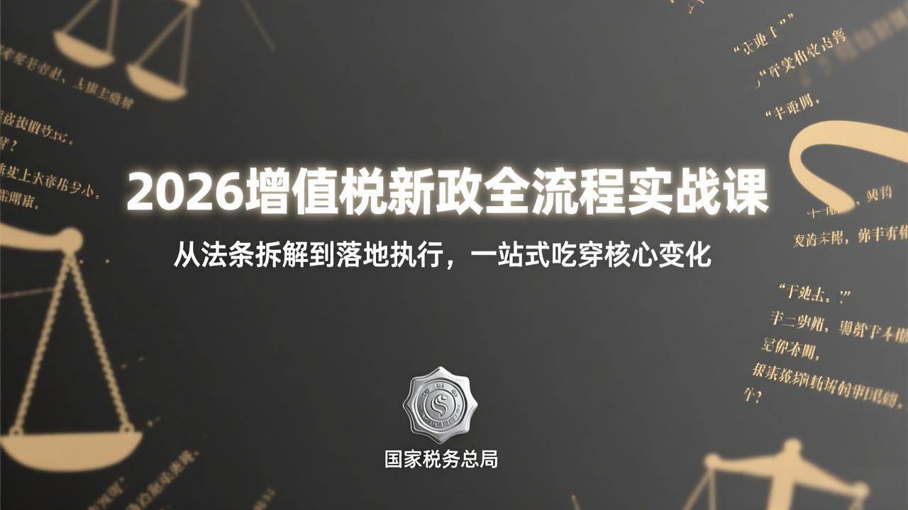 （17529期）2026增值税新政全流程实战课：从法条拆解到落地执行，一站式吃透核心变化-星空网创资源