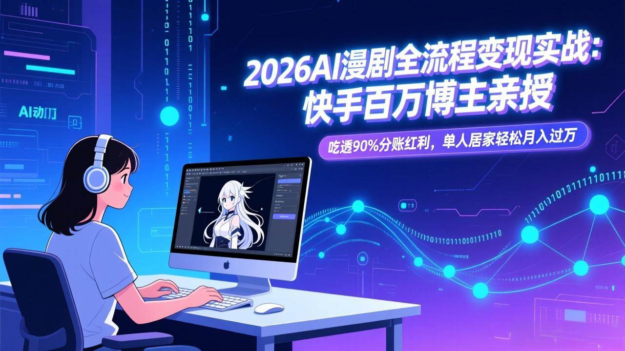 (17266期)2026AI漫剧全流程变现实战:快手百万博主亲授,吃透90%分账红利,单人居家轻松月入过万 (17266期)2026AI漫剧全流程变现实战:快手百万博主亲授,吃透90%分账红利,单人居家轻松月入过万