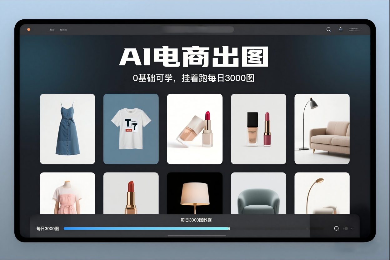 AI电商出图,0基础可学,挂着跑每日3000图 AI电商出图,0基础可学,挂着跑每日3000图