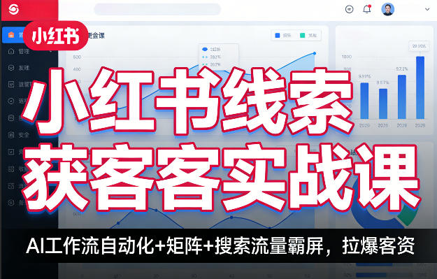 小红书线索获客实战课，AI工作流自动化+矩阵+搜索流量霸屏，拉爆客资-星空网创资源