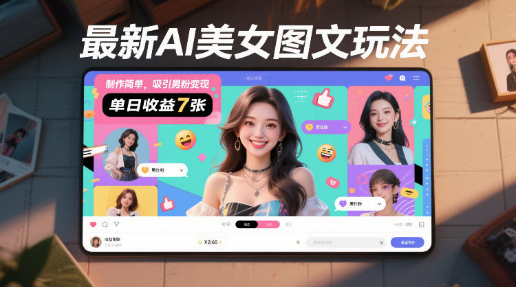 最新AI美女图文玩法,制作简单,吸引男粉变现,单天收益7张 最新AI美女图文玩法,制作简单,吸引男粉变现,单天收益7张