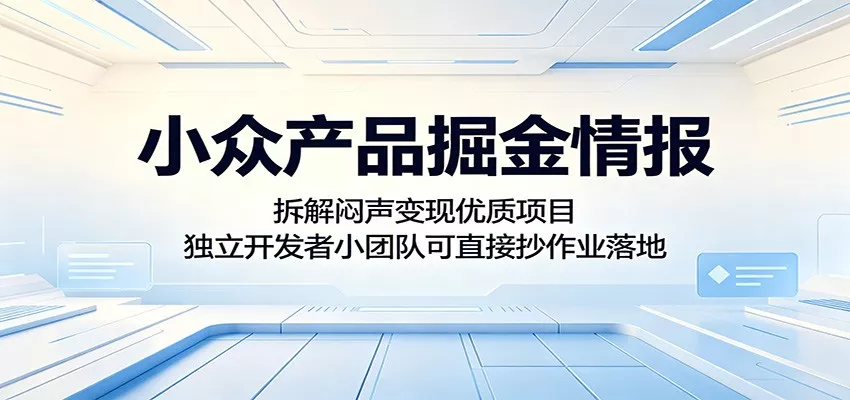 小众产品掘金情报:拆解闷声变现优质项目,独立开发者小团队可直接抄作业落地-星空网创资源