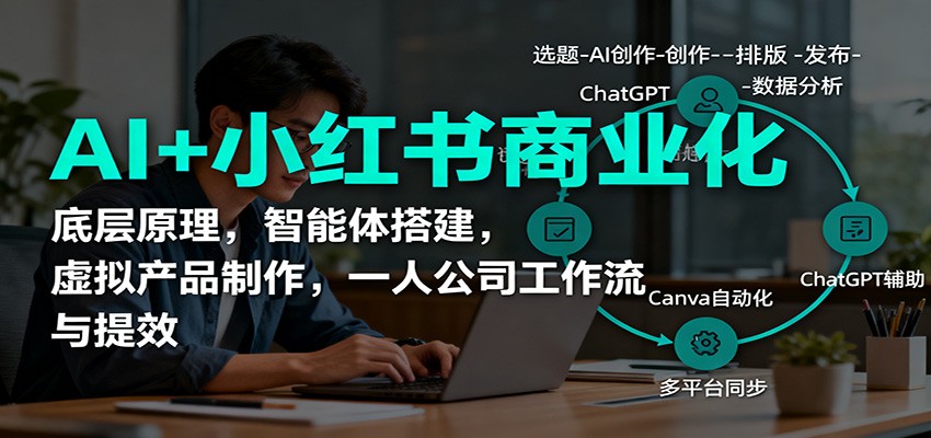 AI+小红书商业化，底层原理，智能体搭建，虚拟产品制作，一人公司工作流与提效-星空网创资源