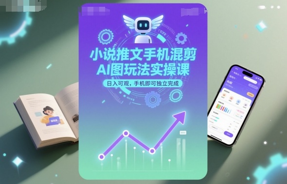 小说推文手机混剪AI图玩法实操课,日入可观,手机即可独立完成-星空网创资源